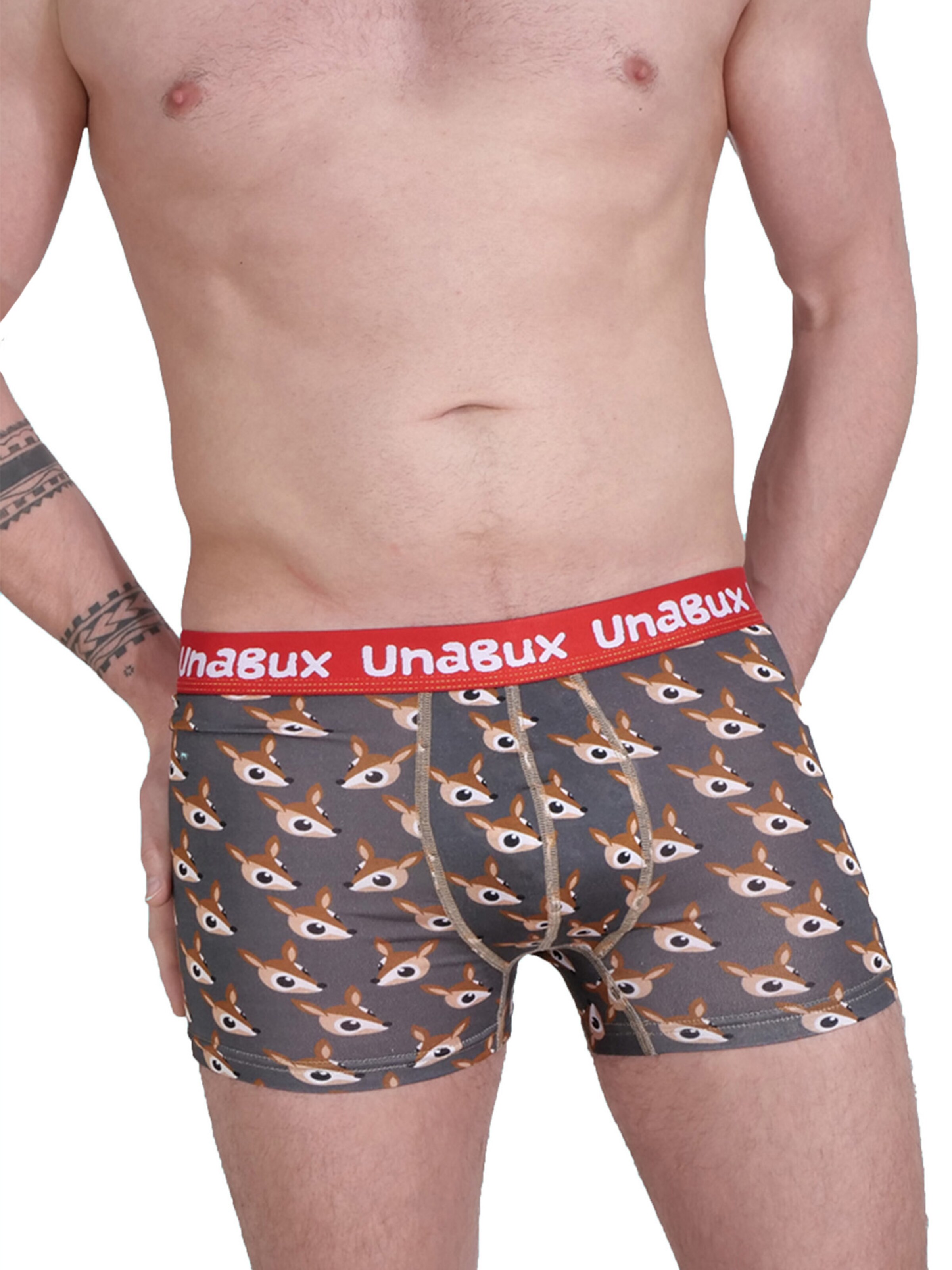 Boxers ' BLACK WHITE RABBIT ' UNABUX en marron : devant