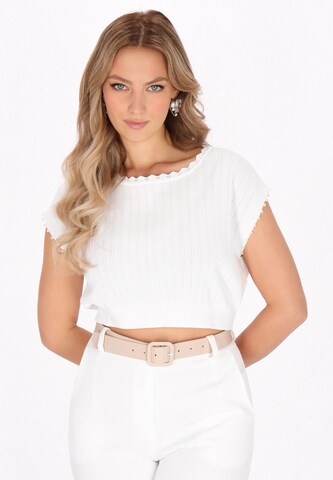 faina Knitted Top in White: front