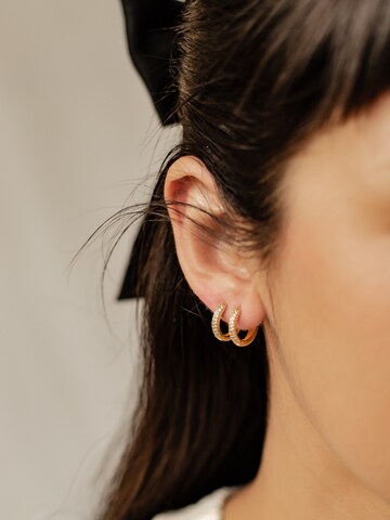 Hey Happiness Earrings 'Clear Duo' in Gold