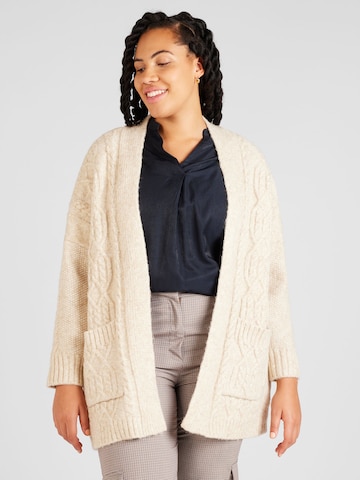 ONLY Carmakoma Strickjacke in Beige: predná strana