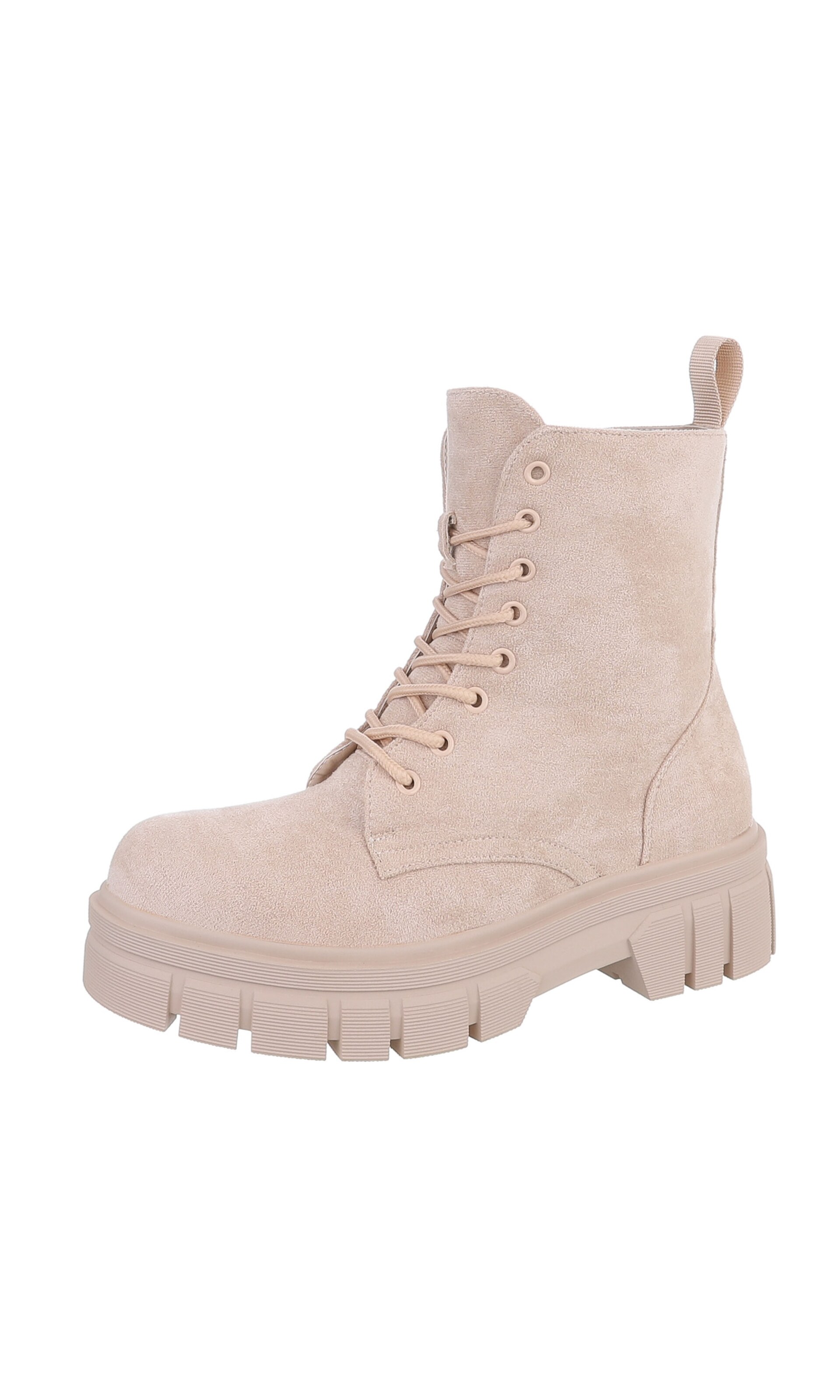 Ital-Design Schnürstiefelette in Beige: Vorderseite