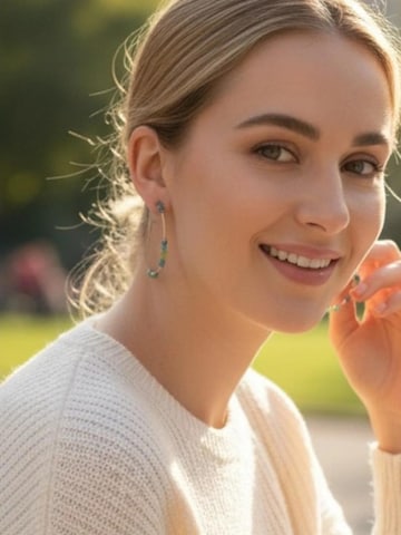 Orecchini 'Hoop earrings in 925 sterling silver with green crystal tones - Unique Silver' di Plata Única in argento