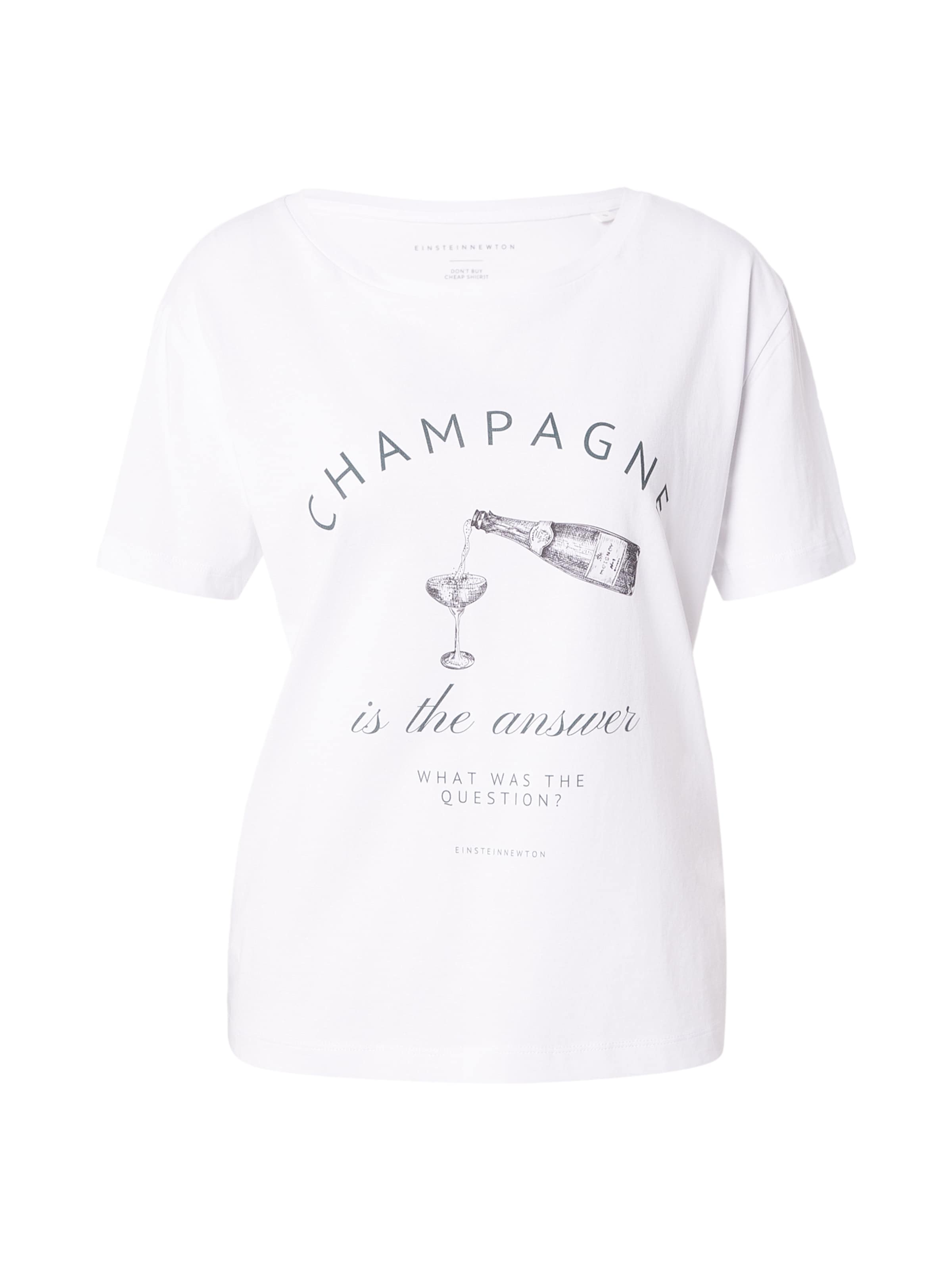 balta EINSTEIN & NEWTON Marškinėliai 'Champagne Glas': priekis