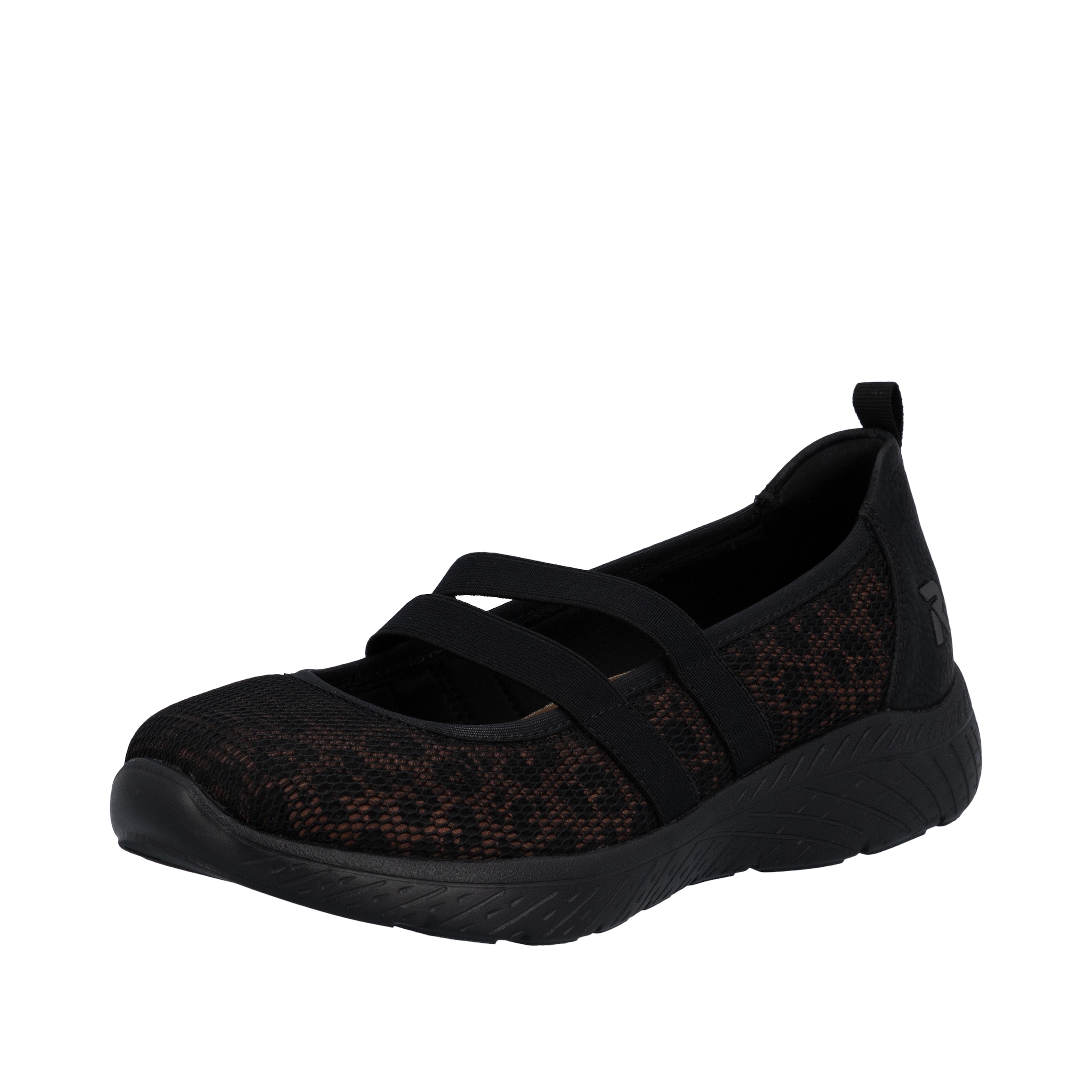 Rieker Ballet Flats with Strap in Black: front