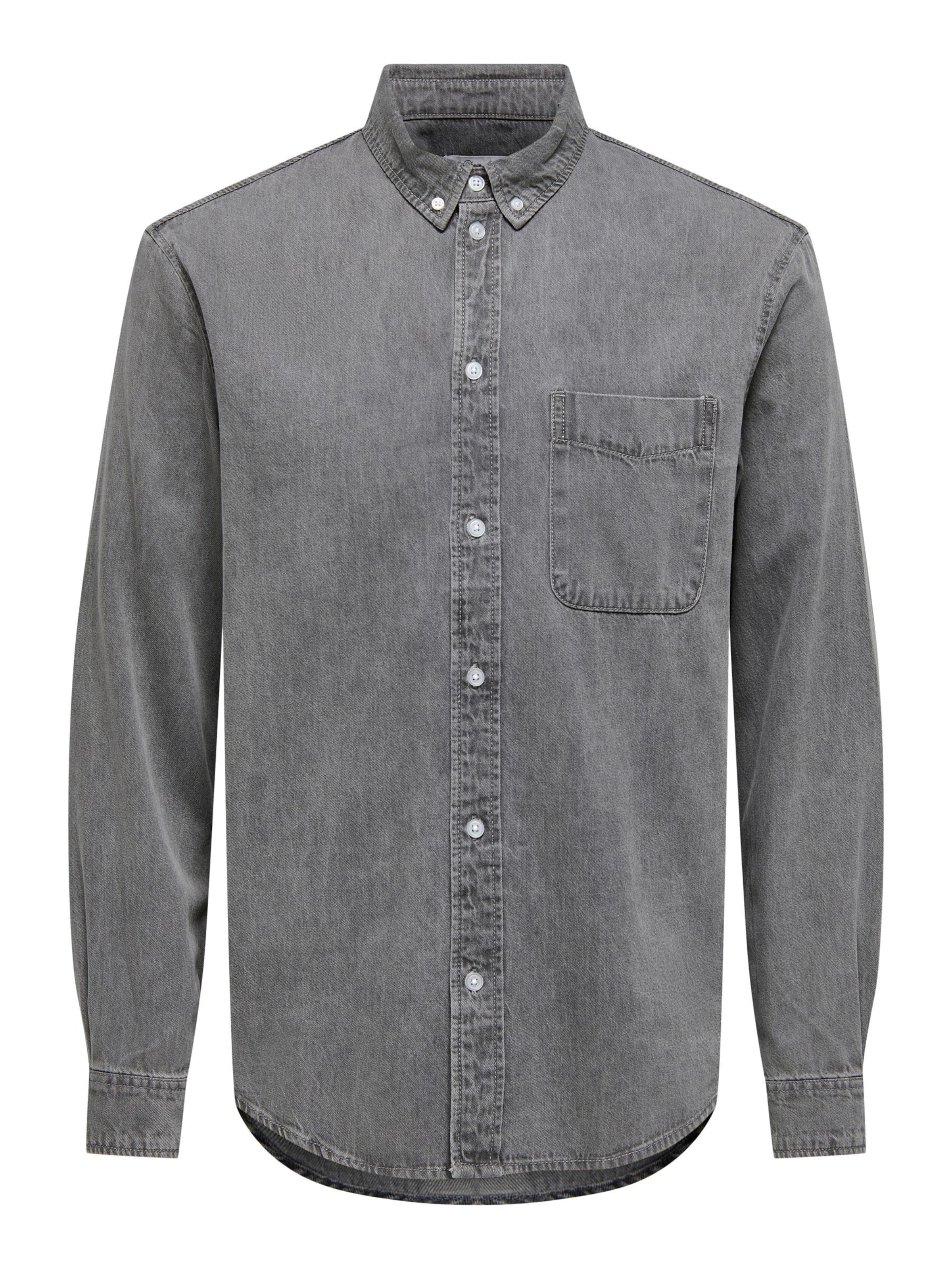 Only & Sons Button Up Shirt 'ONSOrson' in Grey: front