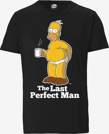 LOGOSHIRT Shirt 'Simpsons - Homer Simpson' in Zwart: voorkant