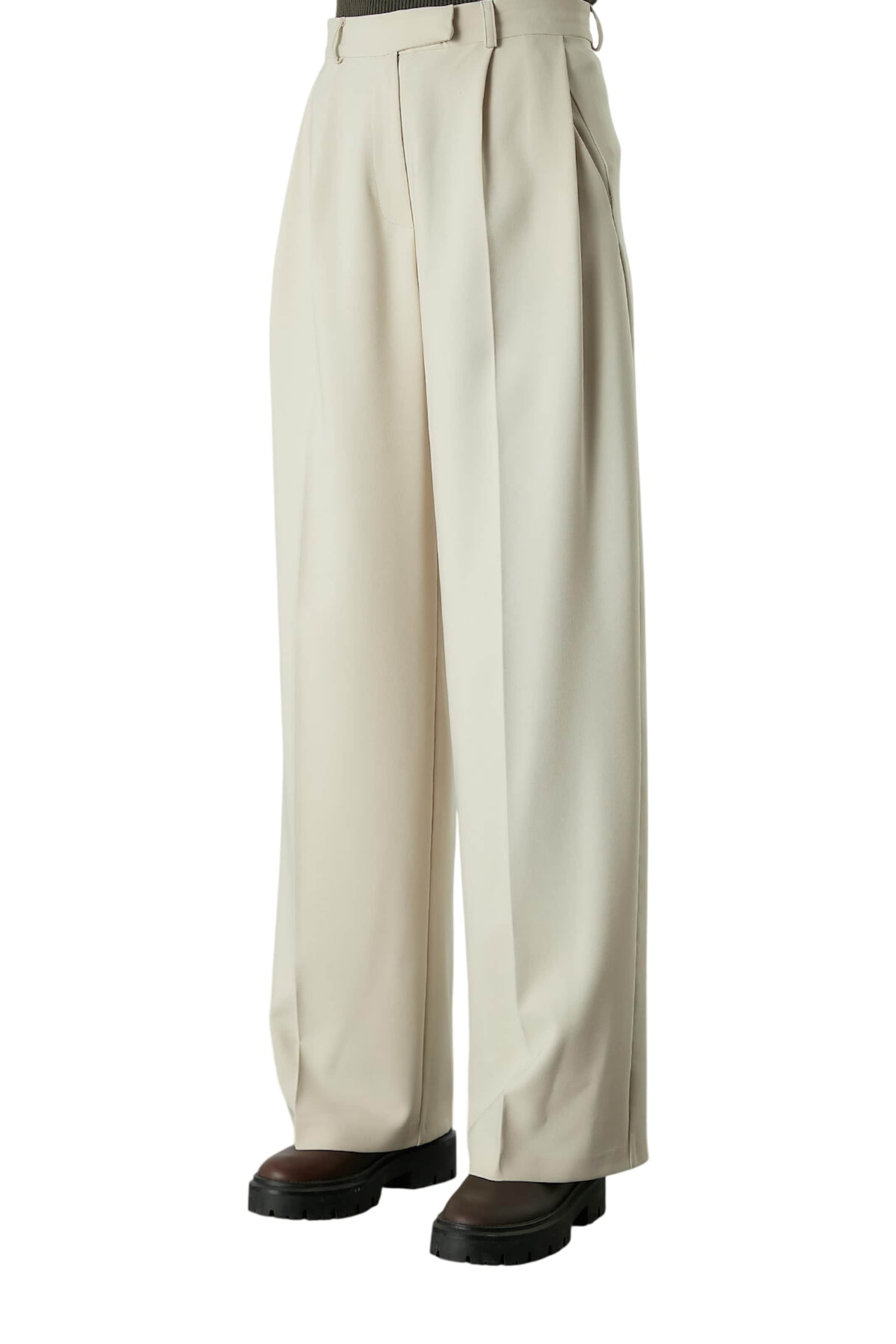 MANUKA Wide leg Broek in Beige: voorkant