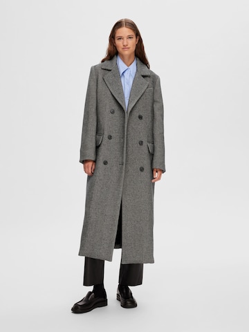 Manteau mi-saison SELECTED FEMME en gris : devant