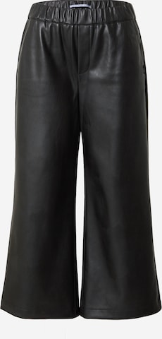 QS Wide leg Broek in Zwart: voorkant