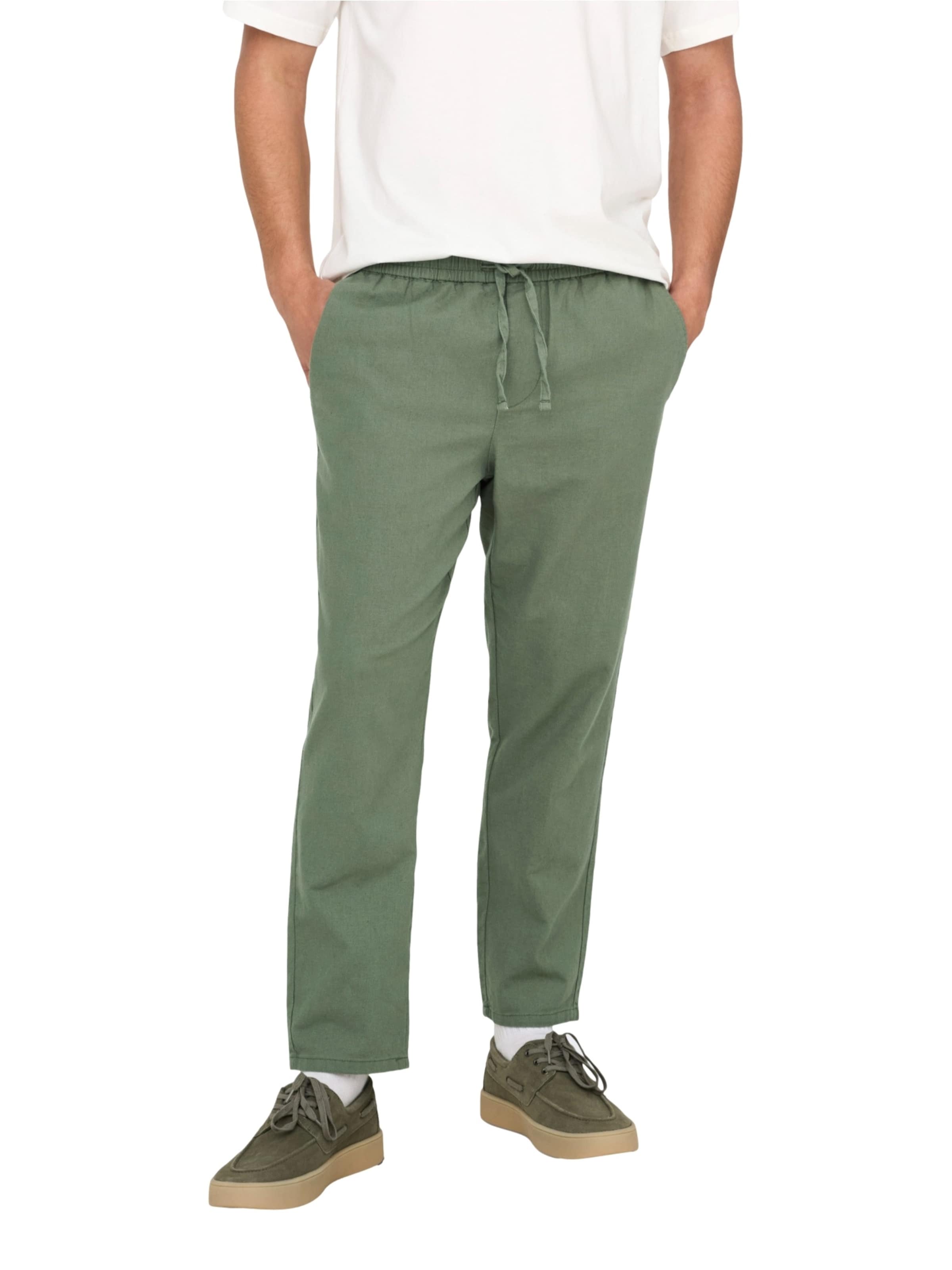 Only & Sons Regular Byxa 'Linus Crop 0007' i grön: framsida