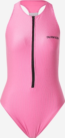 High neck Costum de baie întreg de la Calvin Klein Swimwear pe roz: față