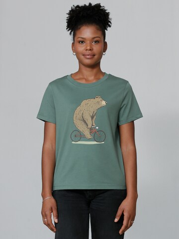 Watapparel Shirt ' Fahrradbär ' in Groen: voorkant