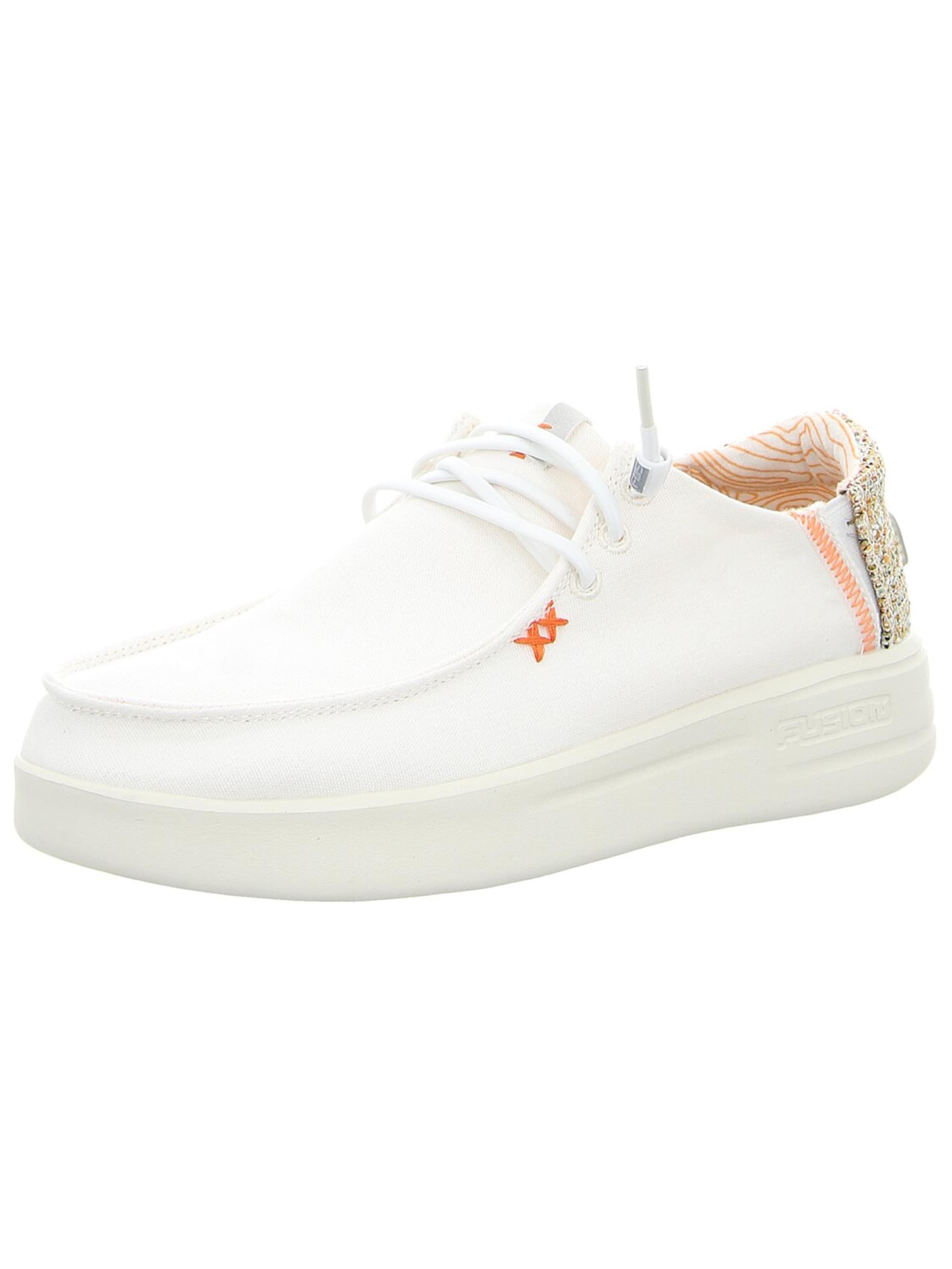 Fusion Sportlicher Schnürschuh 'Damen Schnürschuh LILY WHITE Textil in weiß'‌ in Weiß: Vorderseite
