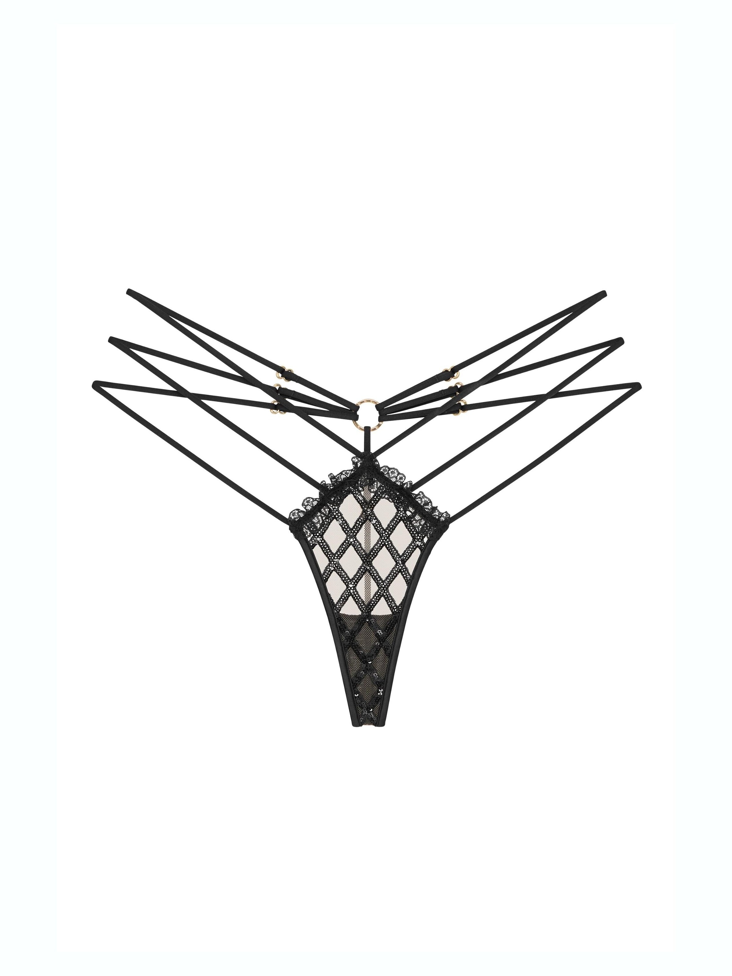 GOD SAVE QUEENS Thong 'Valentina G-String' in Black: front
