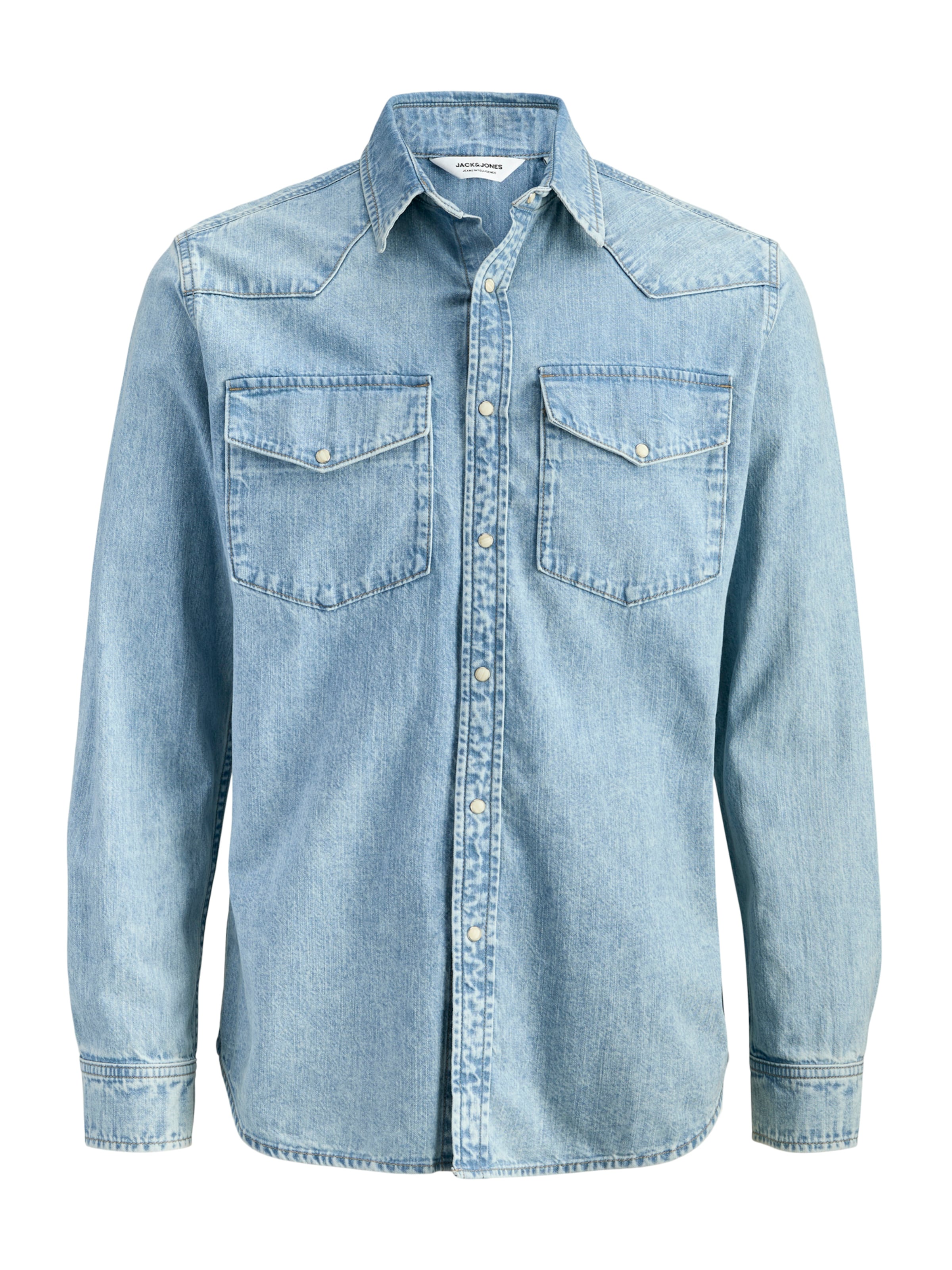 JACK & JONES Слим Рубашка 'JJEWESTERN' в Синий: спереди