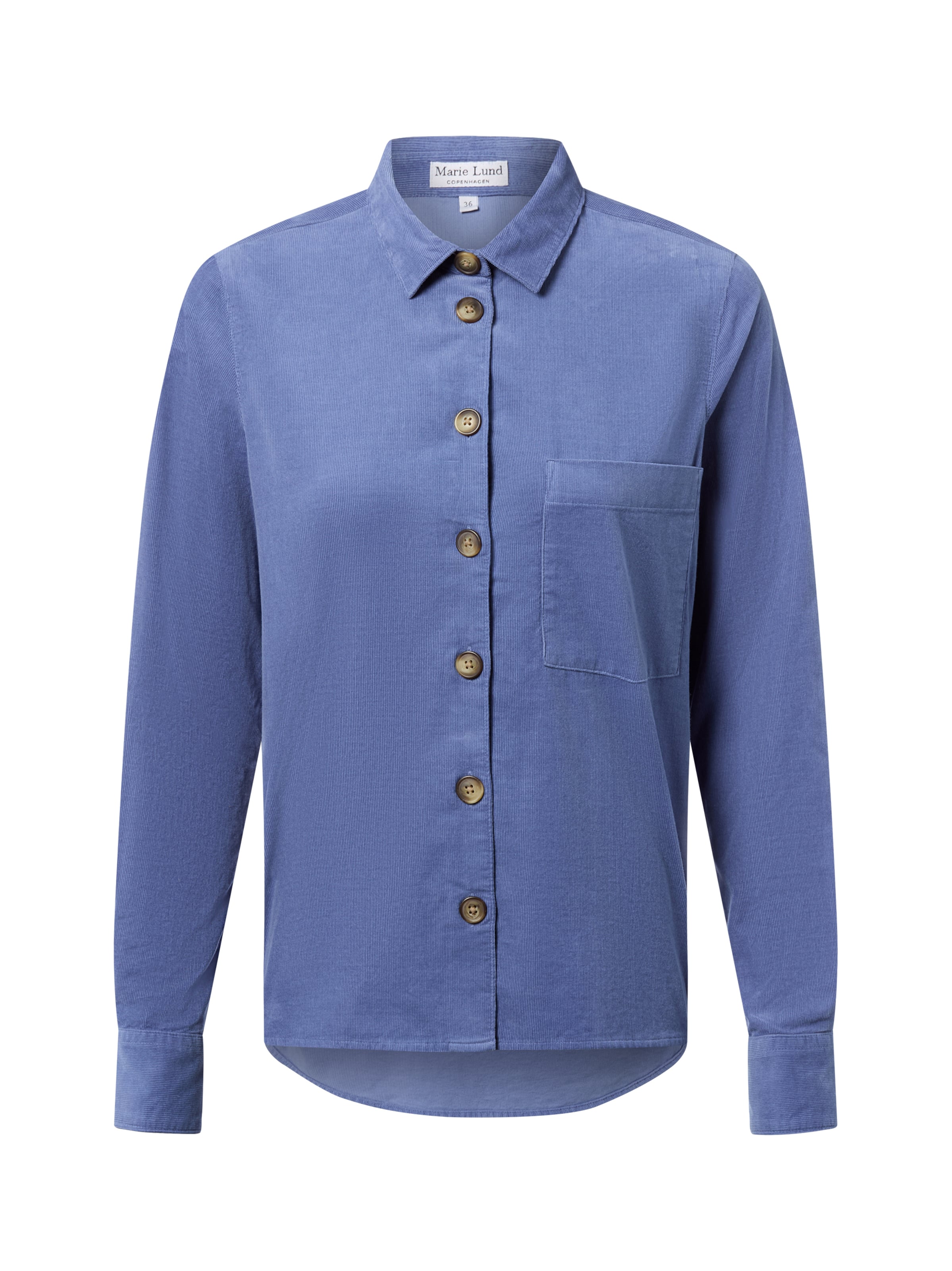 Marie Lund Cordbluse in Blau: Vorderseite