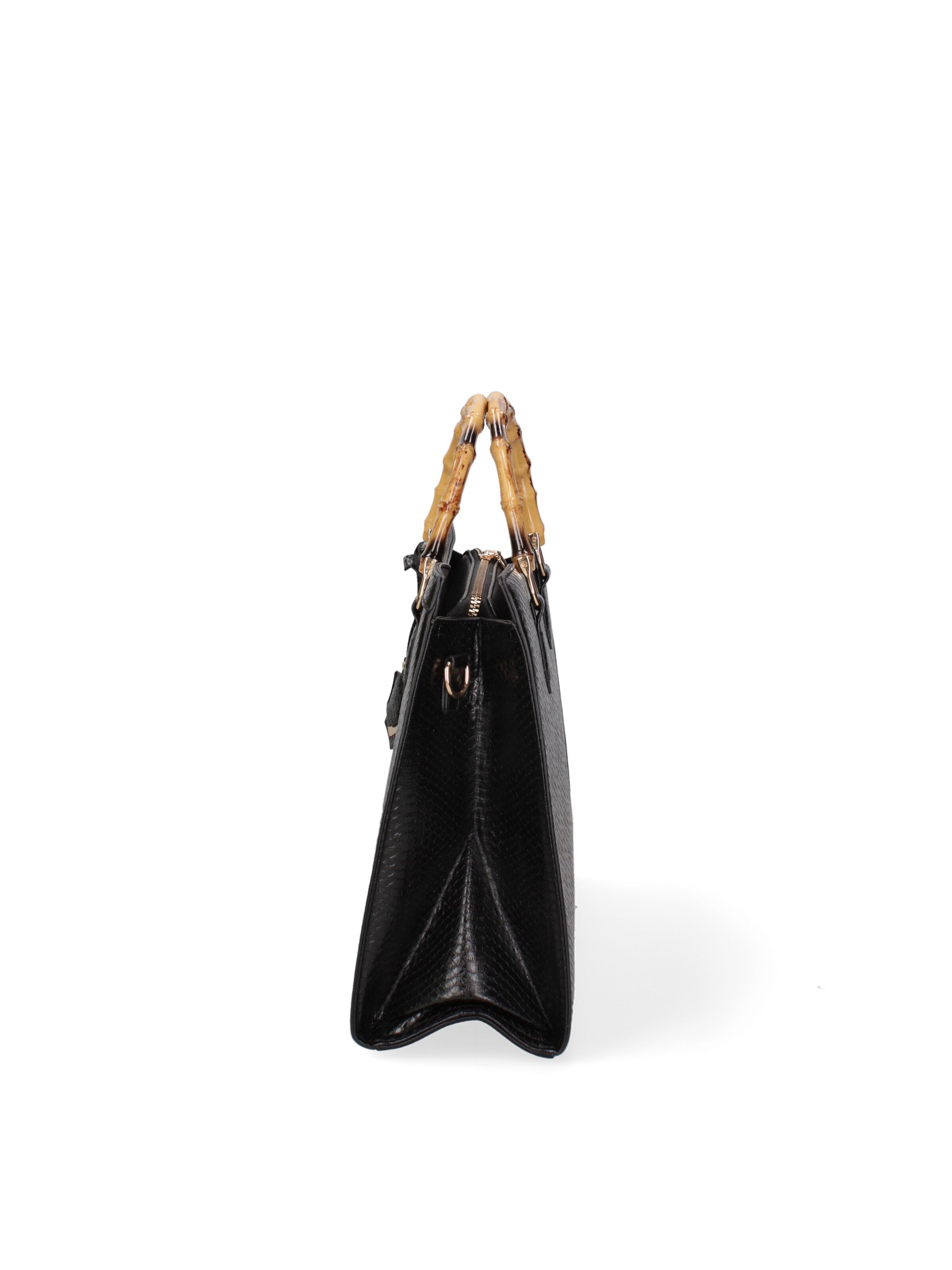 Borsa a spalla 'Borsa a Spalla Donna Ecopelle Vegana con Manico Bambù' di Diana&Co. in nero