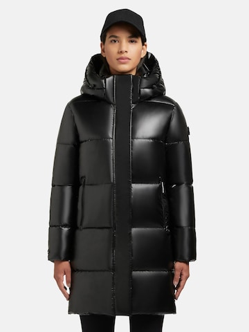 Manteau d’hiver ' Haya Shiny-YM ' khujo en noir : devant