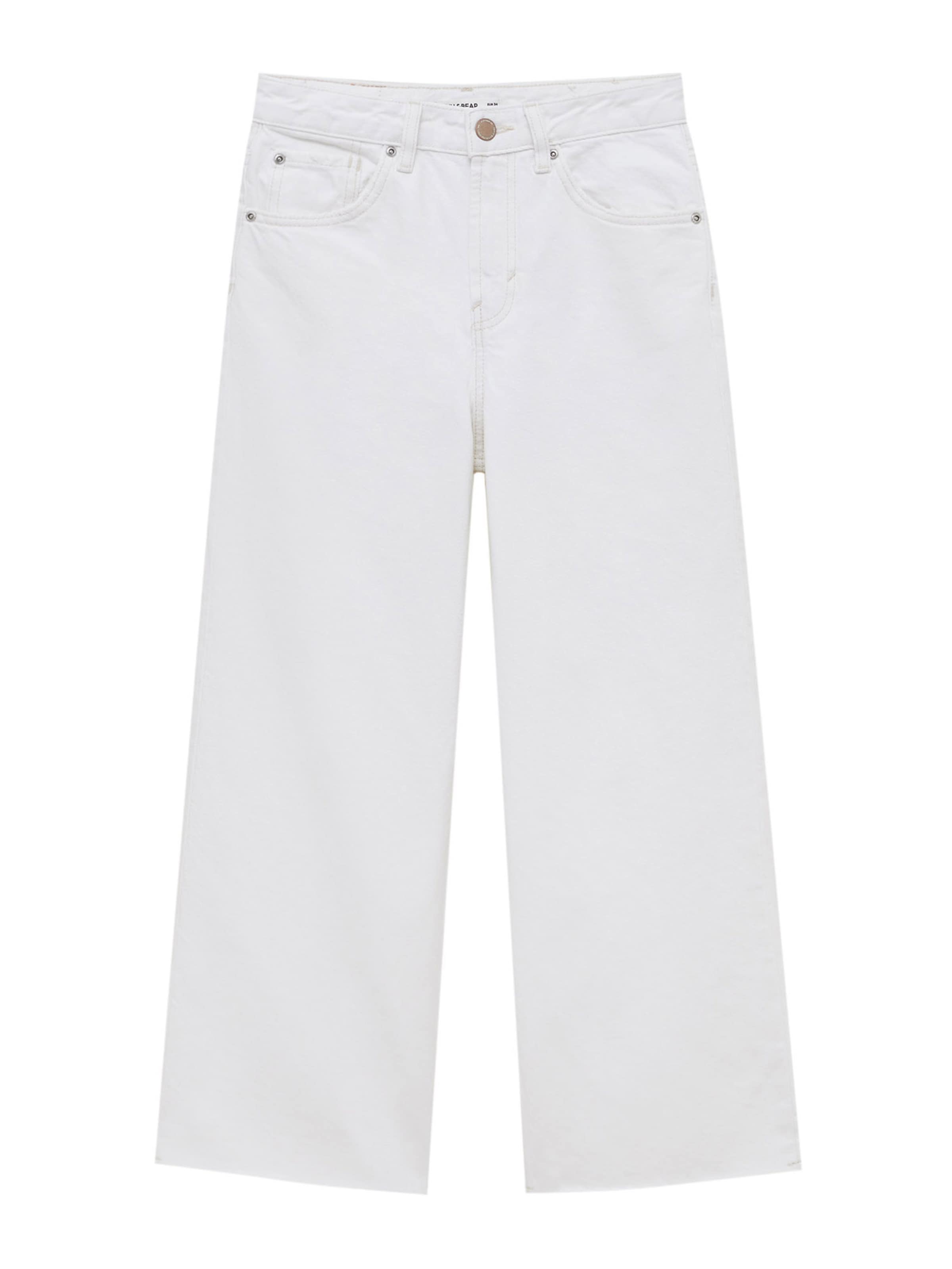 Pull&Bear Loosefit Jeans in Wit: voorkant