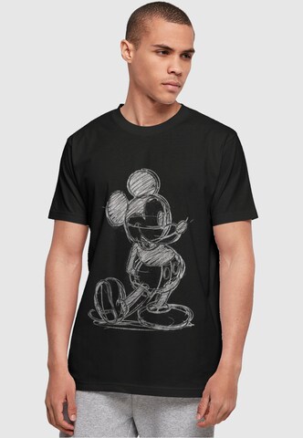 ABSOLUTE CULT Shirt 'Mickey Mouse - Sketch Kick' in Black: front