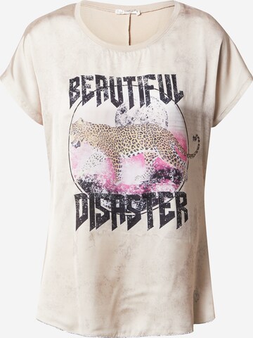 Key Largo T-shirt 'DISASTER' i beige: framsida