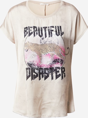 Key Largo T-Shirt 'DISASTER' in Beige: predná strana