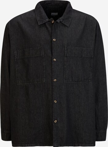 Urban Classics Comfort fit Button Up Shirt in Black: front