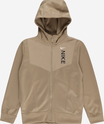 Nike Sportswear Zip-Up Hoodie in Brown: front