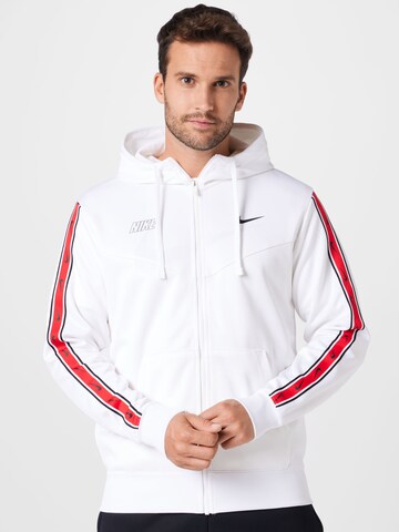 Nike Sportswear Ζακέτα φούτερ 'Repeat' σε λευκό: μπροστά