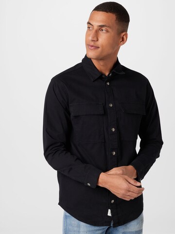 Only & Sons Regular fit Button Up Shirt in Black: front