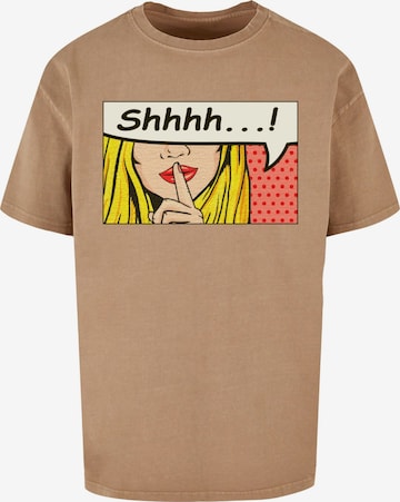 Merchcode T-Shirt 'Silent Sign Comic' in Beige: predná strana