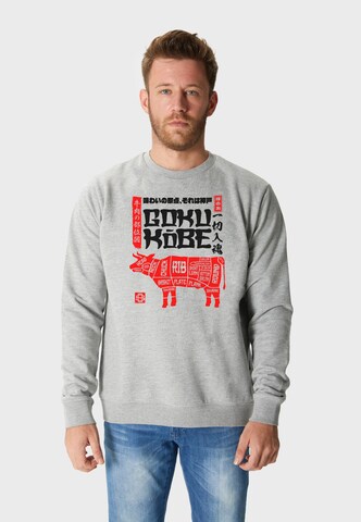 Oldskull Sweatshirt 'Asian Kobe Beef Butcher Chart Graphic' in Grey: front