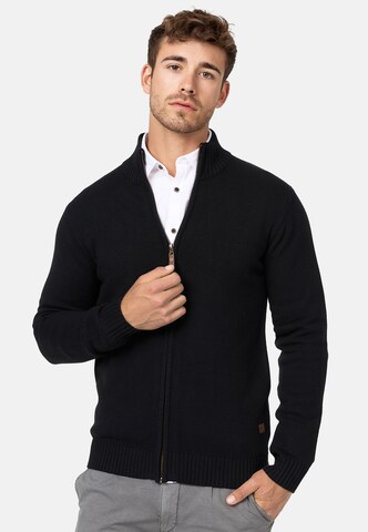 INDICODE JEANS Knit Cardigan 'Lut' in Black: front