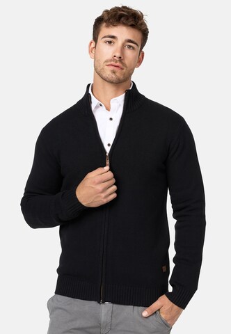 INDICODE JEANS Gebreid vest 'Lut' in Zwart: voorkant