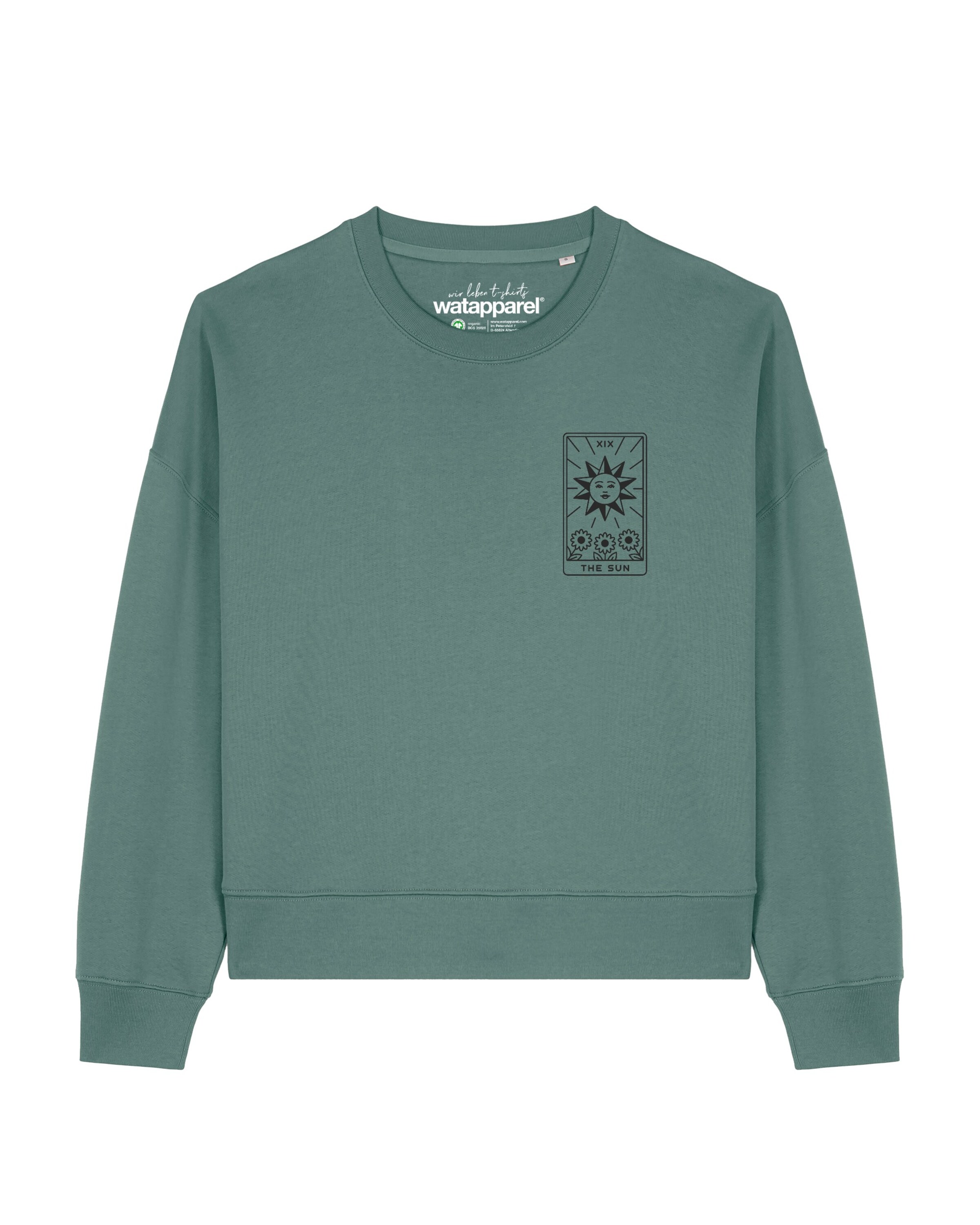 Sweat-shirt ' Tarot The Sun ' Watapparel en vert : devant