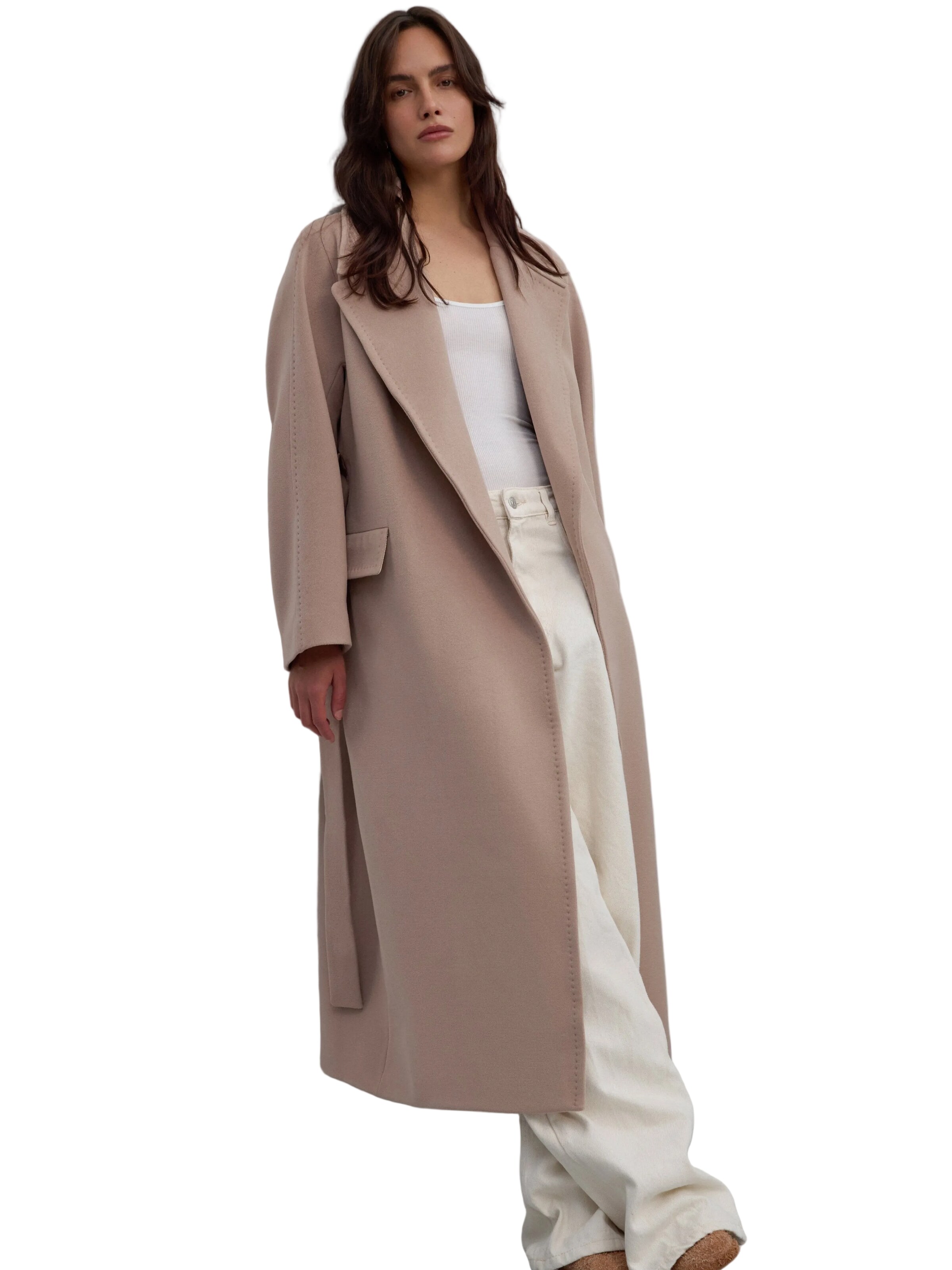 Estro Vinterkappa '465' i beige: framsida