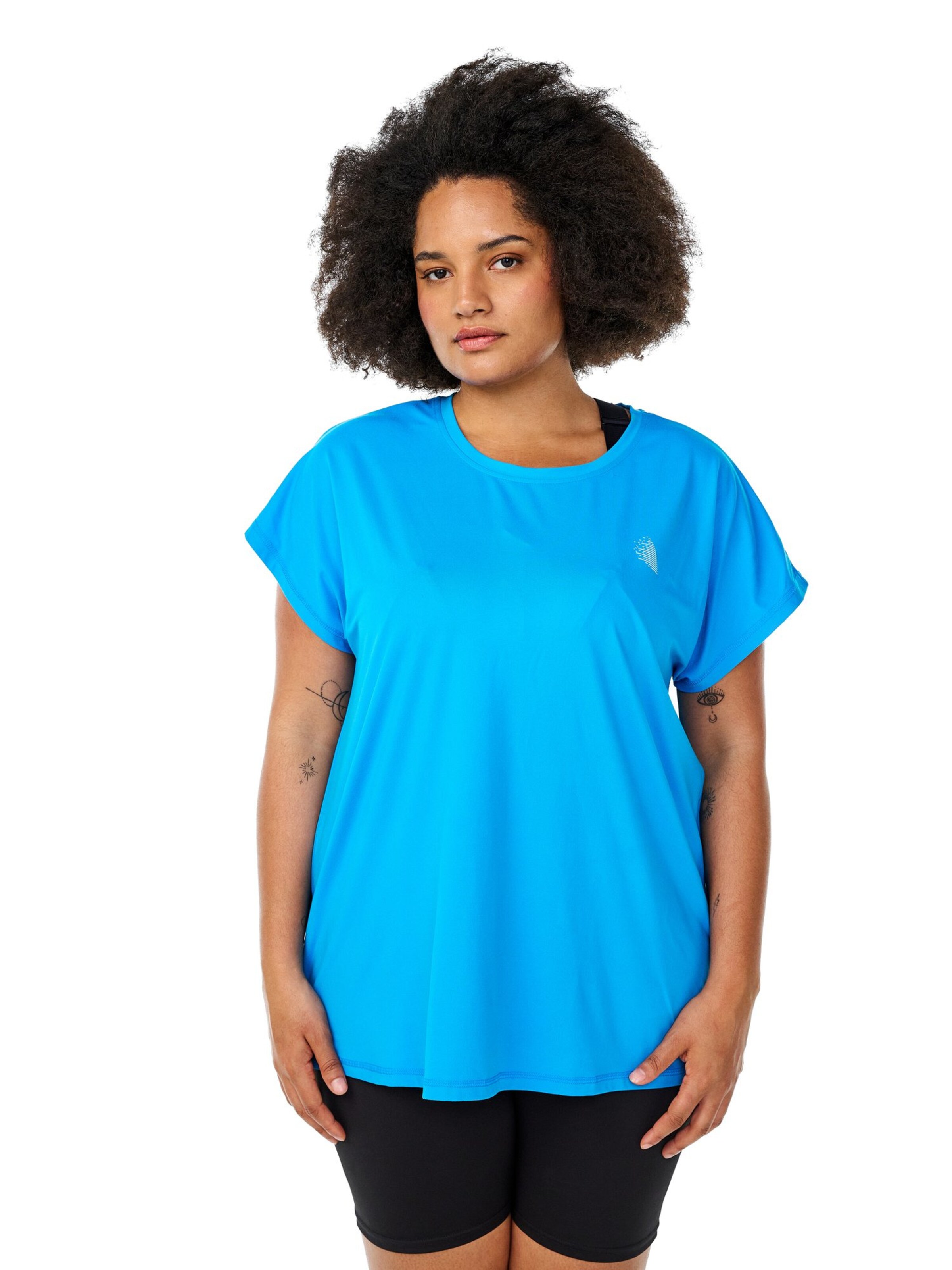 Zizzi T-shirt 'ABASIC' in Blau: Vorderseite