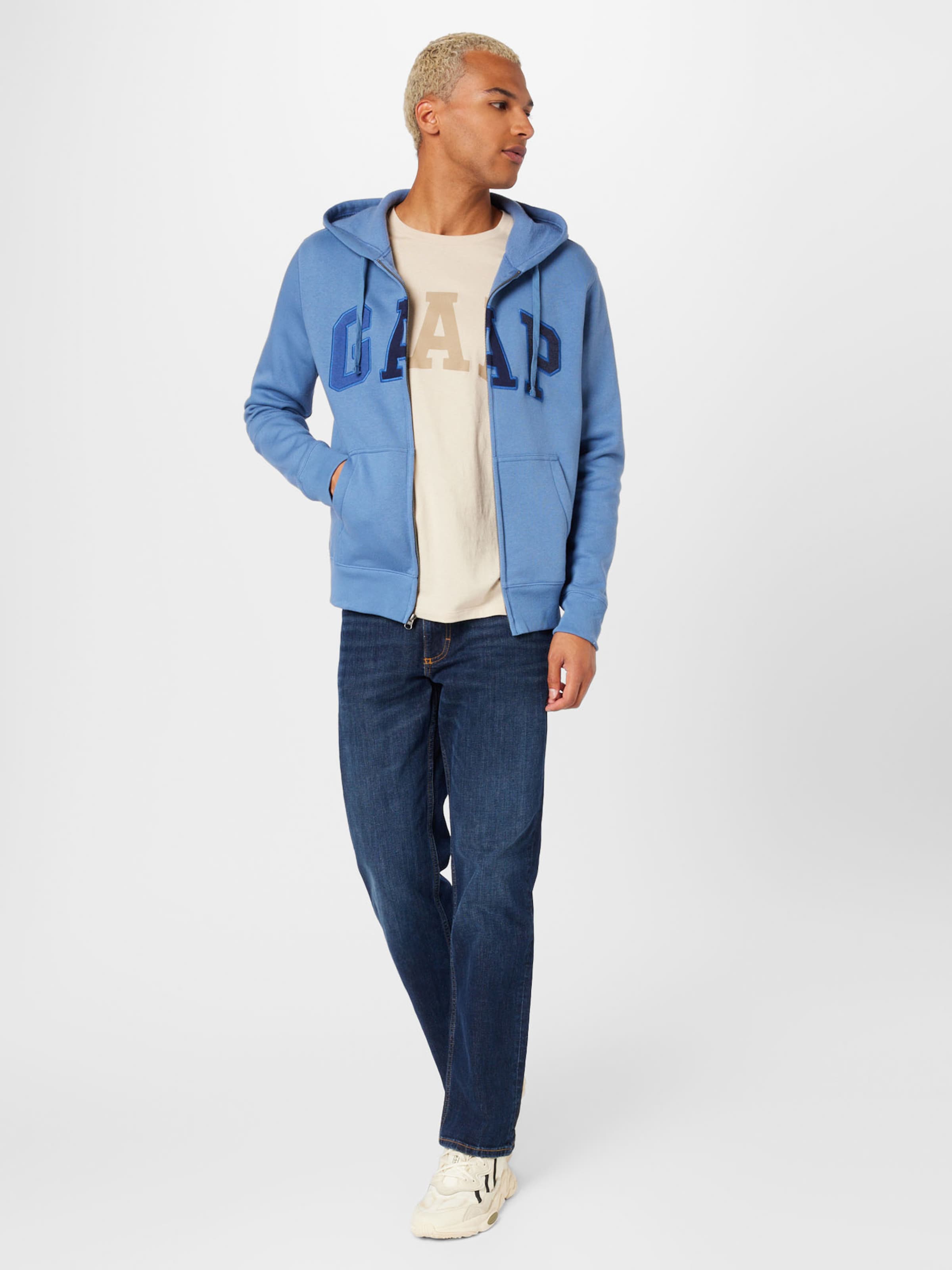 GAP Zip Up Hoodie in Navy Light Blue ABOUT YOU
