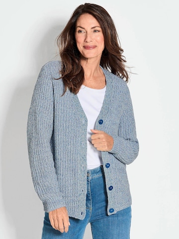 Goldner Strickjacke in Blau: Vorderseite