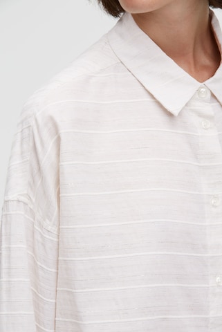 SENSES.THE LABEL Boxy-Bluse BER:RY mit Web- und Lurexfäden in Weiß