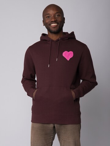 Watapparel Sweatshirt 'Pink Heart' in Rood: voorkant