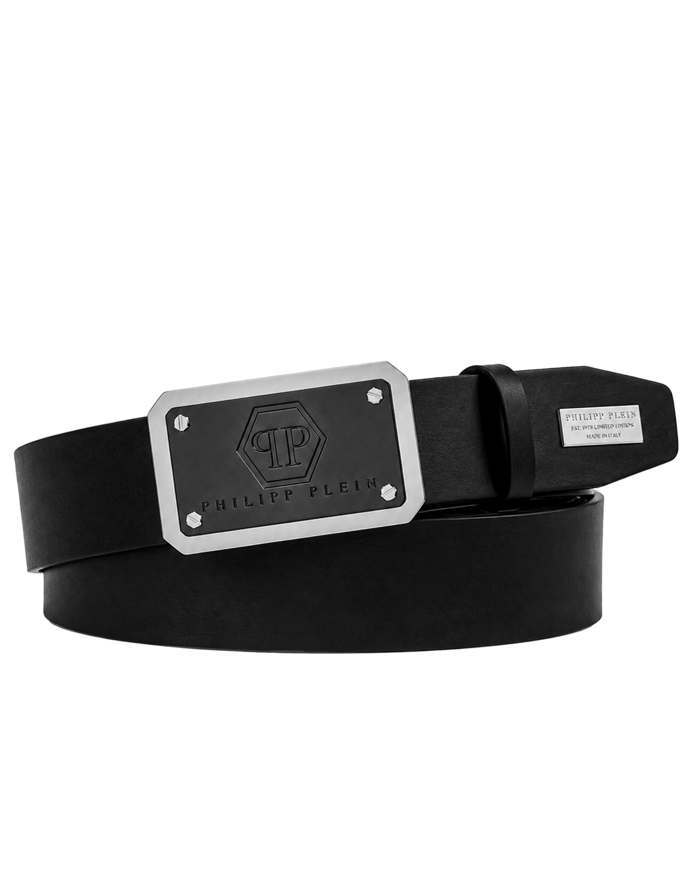Philipp Plein - Cinturón 'Hexagon' en negro: frente