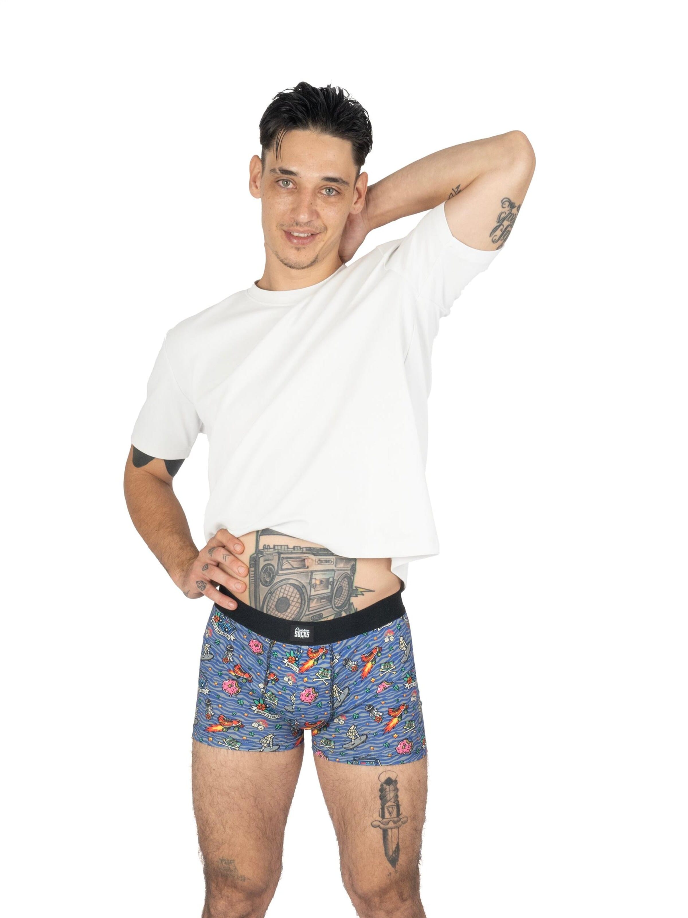 Boxer 'Music is for Lovers' di American Socks in blu: frontale