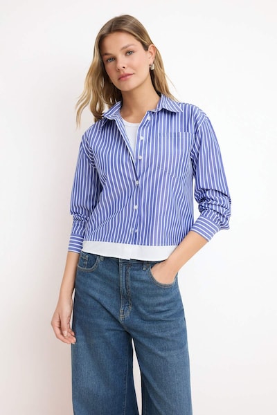 Trendyol Blusa en XS en navy / blanco, Vista del producto