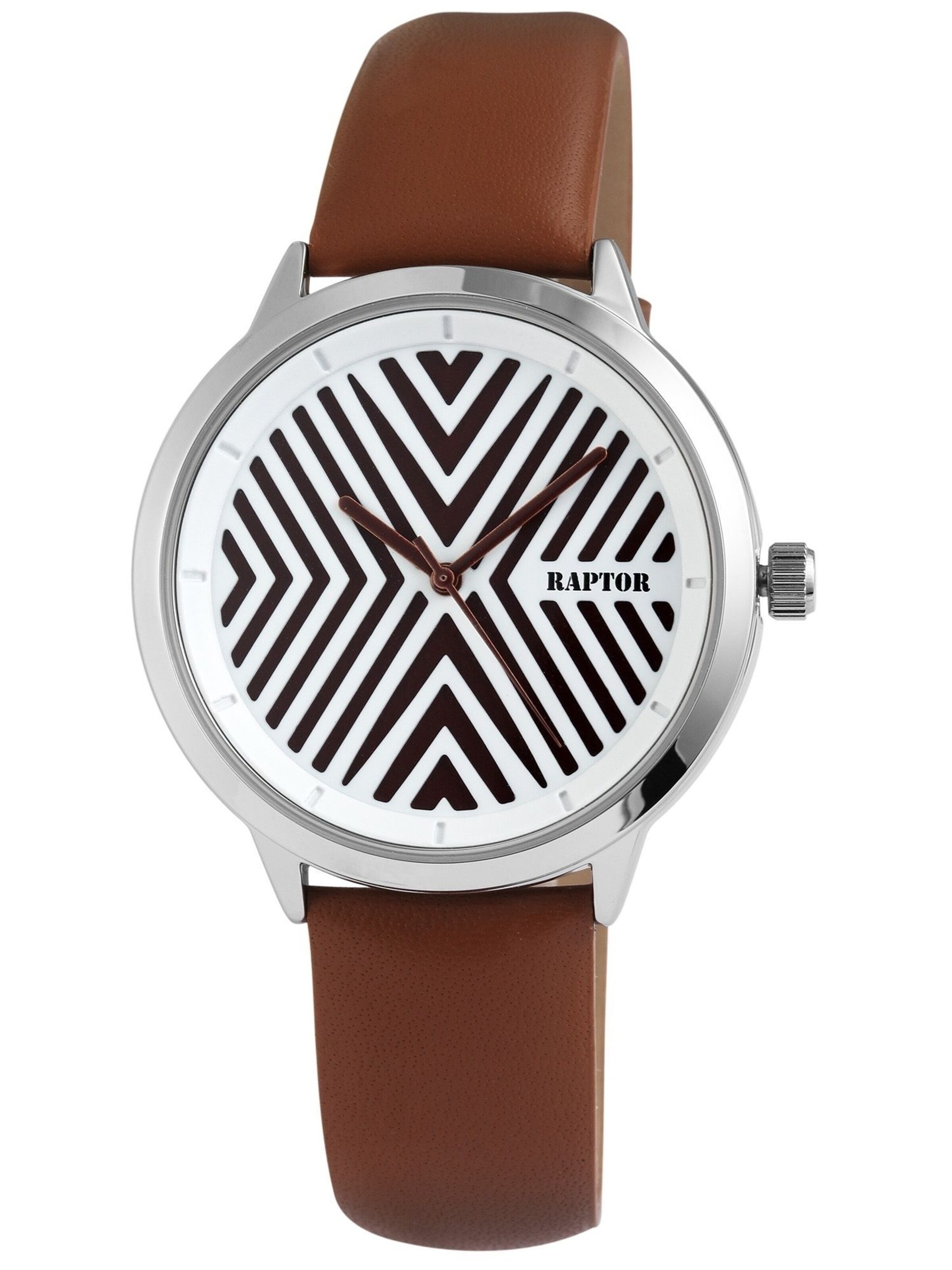 Raptor Analog Watch 'Inessa, Mineralglas' in Brown: front