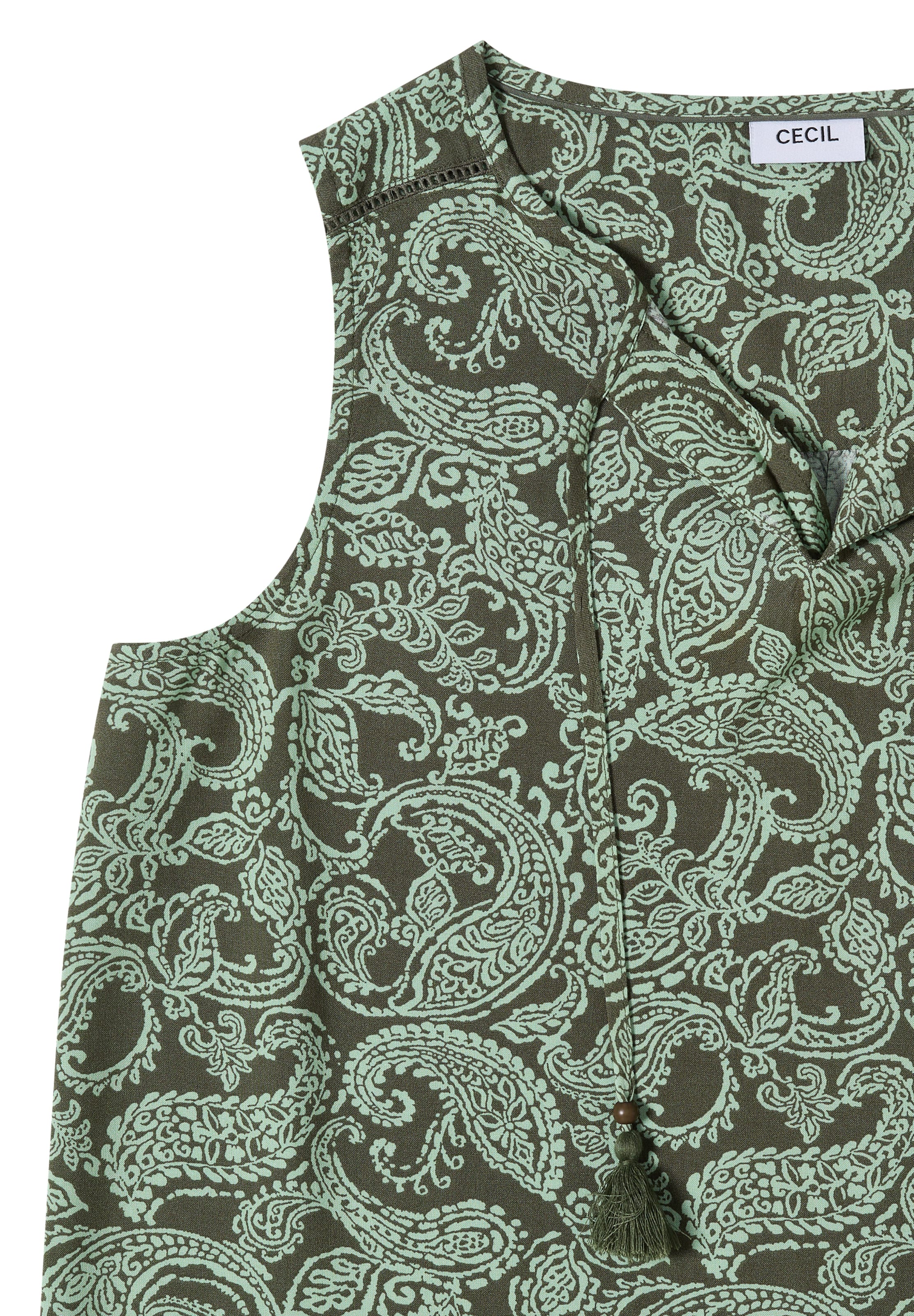 CECIL Blusentop mit Split Neck und Print in Grün