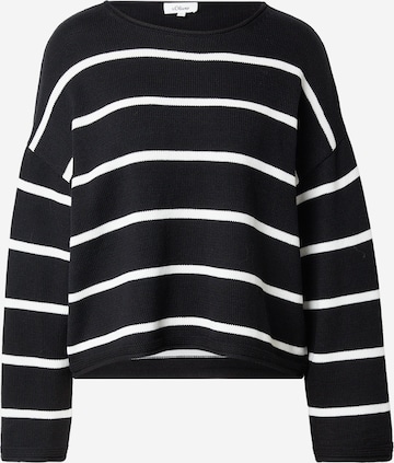 s.OliverŠiroki pulover - crna boja: prednji dio