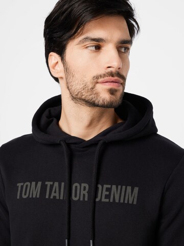 TOM TAILOR DENIM Sweatshirt in Black