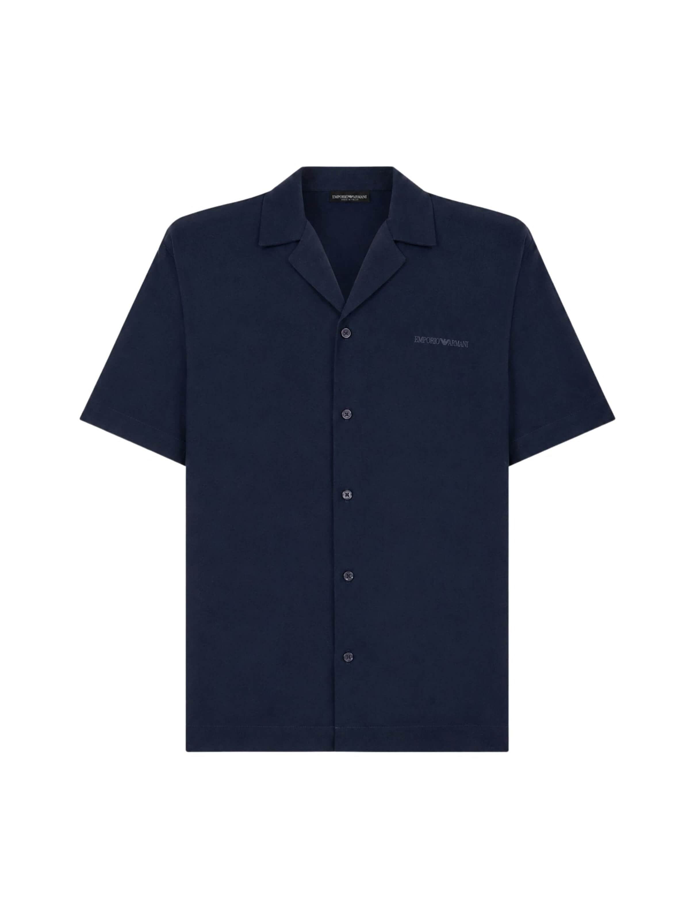 Emporio Armani - Camisa 'Linen Blend Beachwear Shirt' en azul: frente
