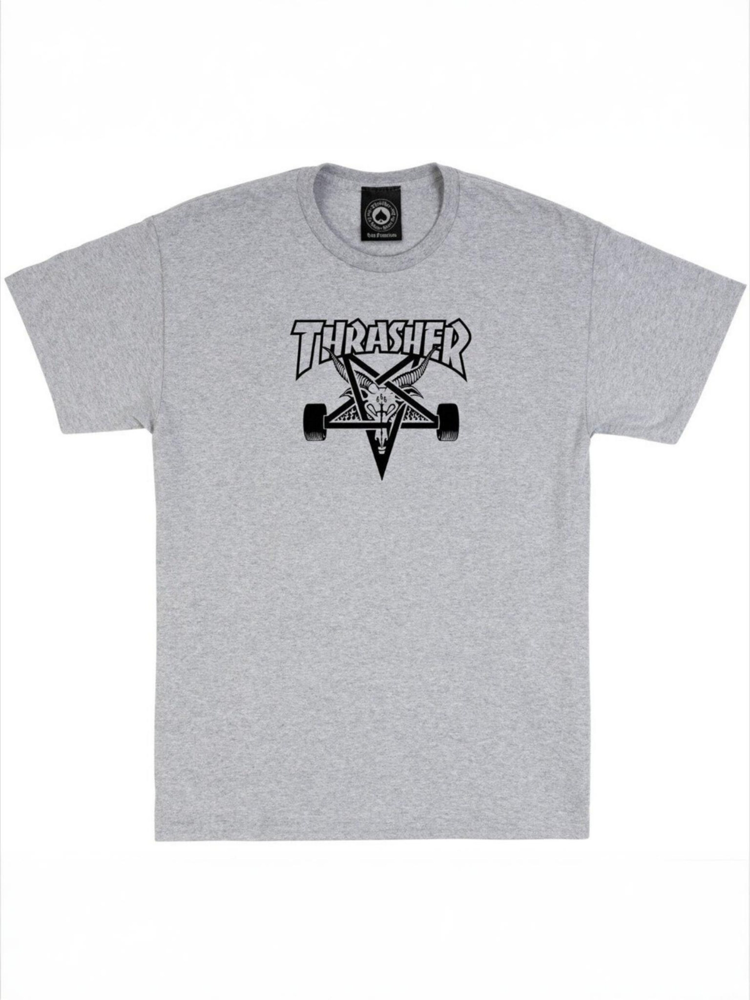 THRASHER Shirt 'SKATEGOAT T-SHIRT' in Grijs: voorkant